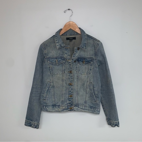 Forever 21 Jean Jacket Women’s Size Small Vintage Blue Wash Cotton Denim Button - Picture 2 of 7